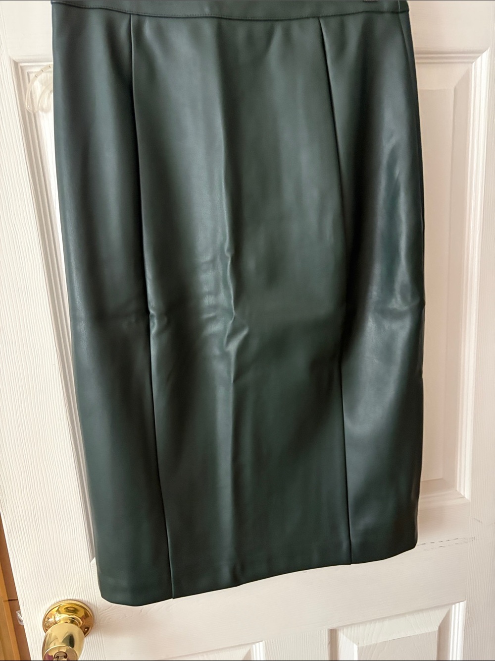 Bar III Dark Green Faux Leather High-Low Skirt